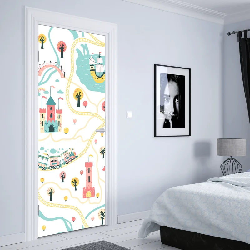 Türaufkleber pastell abenteuerkarte für kinder Türaufkleber pastell abenteuerkarte für kinder