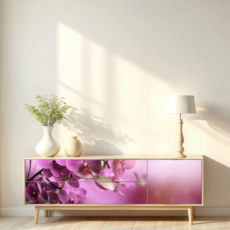 Repositionierbarer Aufkleber rosa orchideen spiegelung Repositionierbarer Aufkleber rosa orchideen spiegelung