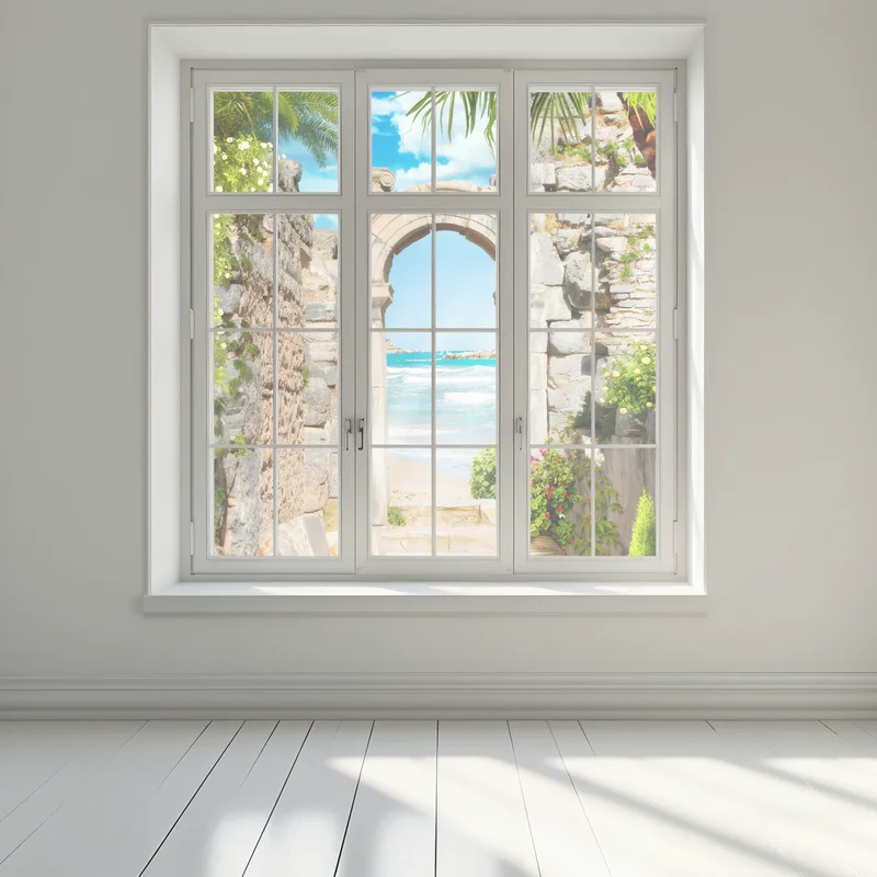 Fensteraufkleber sonniger bogen zum meer