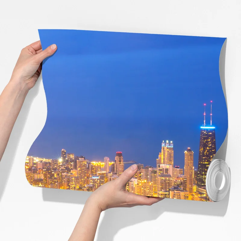 Fototapeta lotnicza panorama Chicago nocą Fototapeta lotnicza panorama Chicago nocą