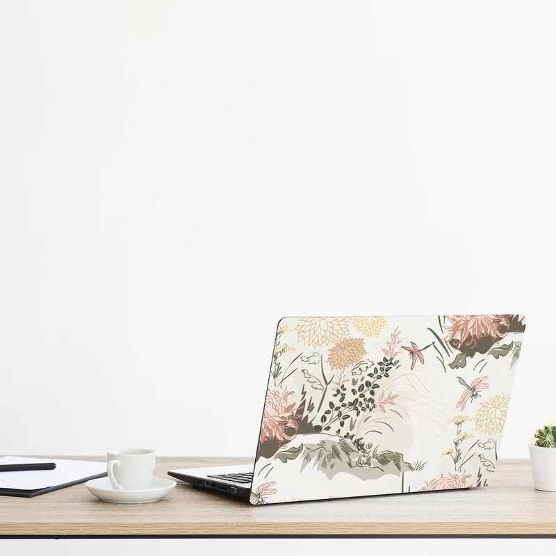 Naklejka na laptopa delikatny pastelowy wzór kwiatowy