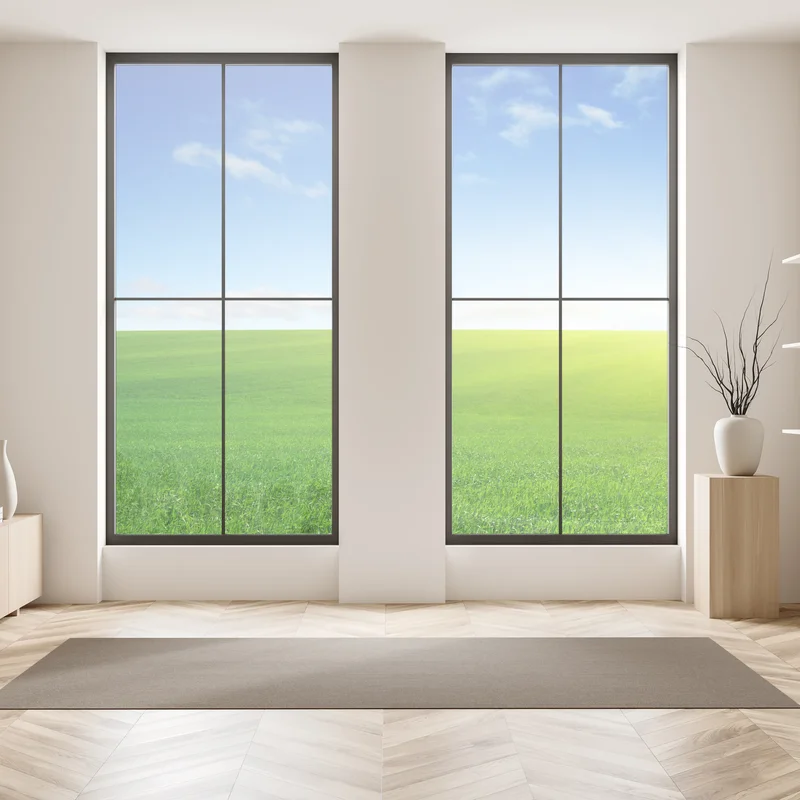 Fensteraufkleber sonnenbeschienene grüne wiese im morgenlicht