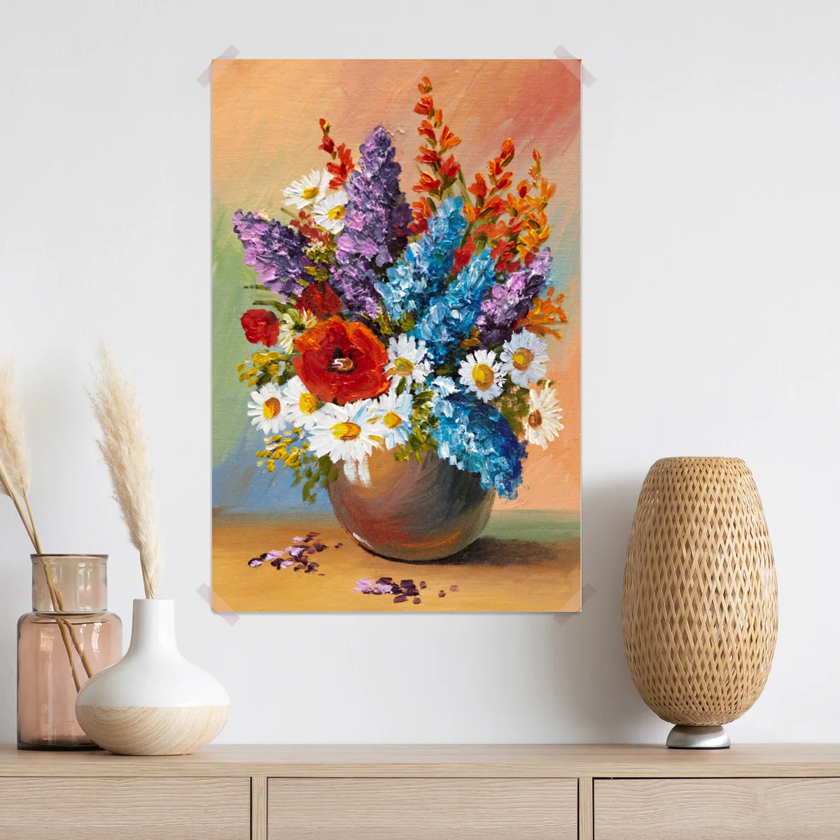 Poster farbenfroher blumenstrauß in vase Poster farbenfroher blumenstrauß in vase