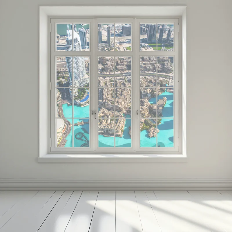 Naklejka na okno widok z lotu ptaka na Downtown Dubai