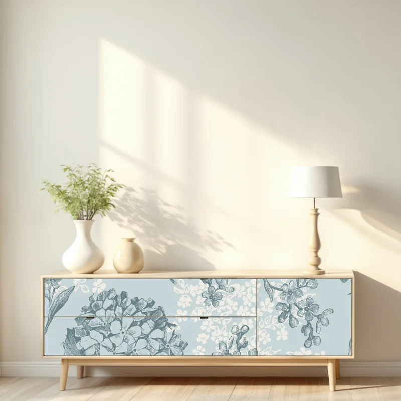 Repositionierbarer Aufkleber zartes pastell hortensienmuster Repositionierbarer Aufkleber zartes pastell hortensienmuster