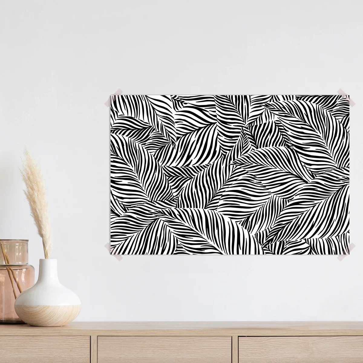 Poster monochromes tropisches blattmuster Poster monochromes tropisches blattmuster