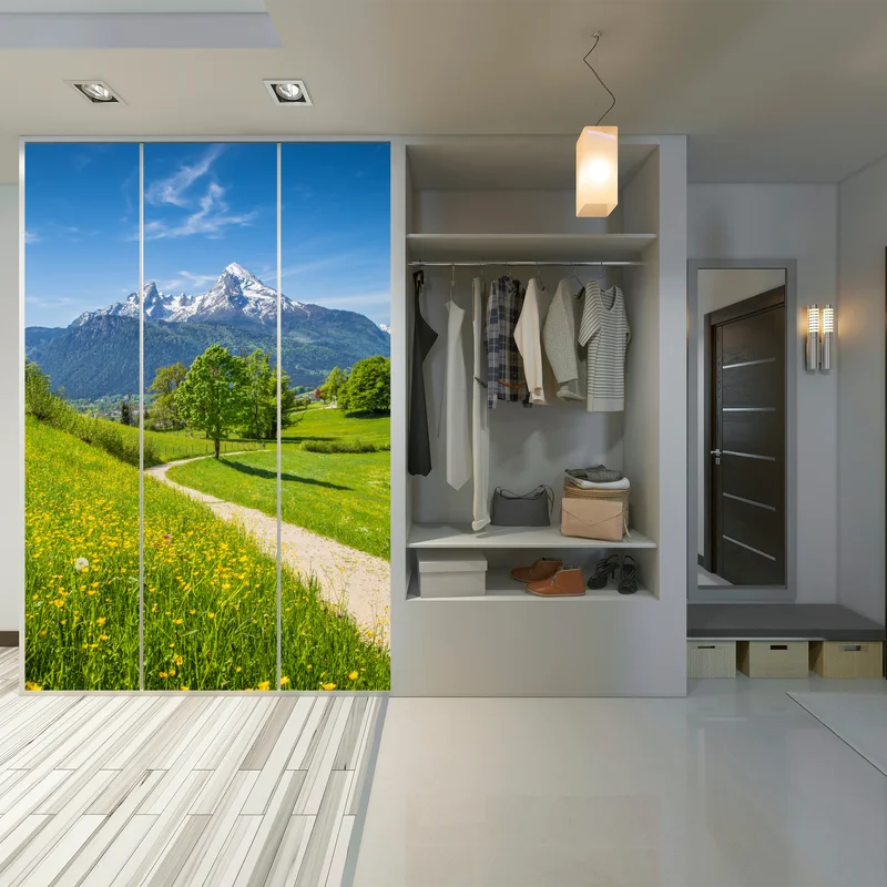 Schrankaufkleber alpenwiese und bergpfad