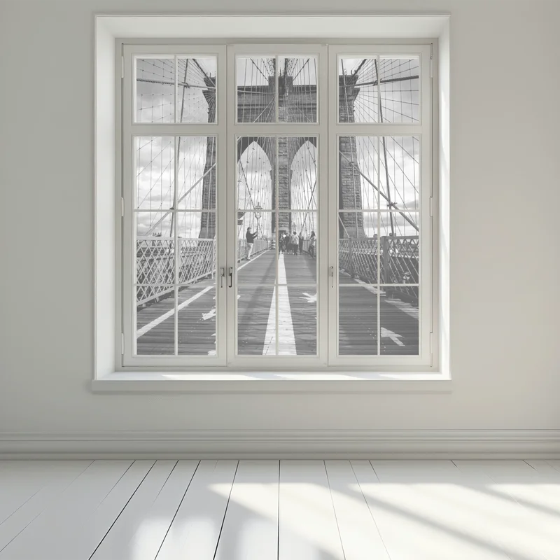 Fensteraufkleber Brooklyn Bridge perspektive in monochrom