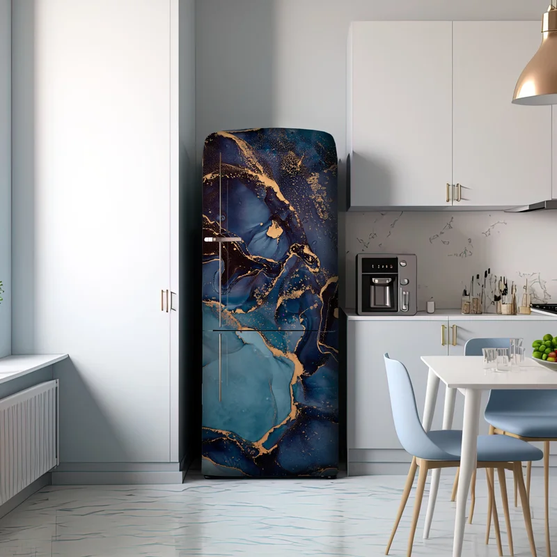 Kühlschrankaufkleber tiefes ozeanblau mit goldadern