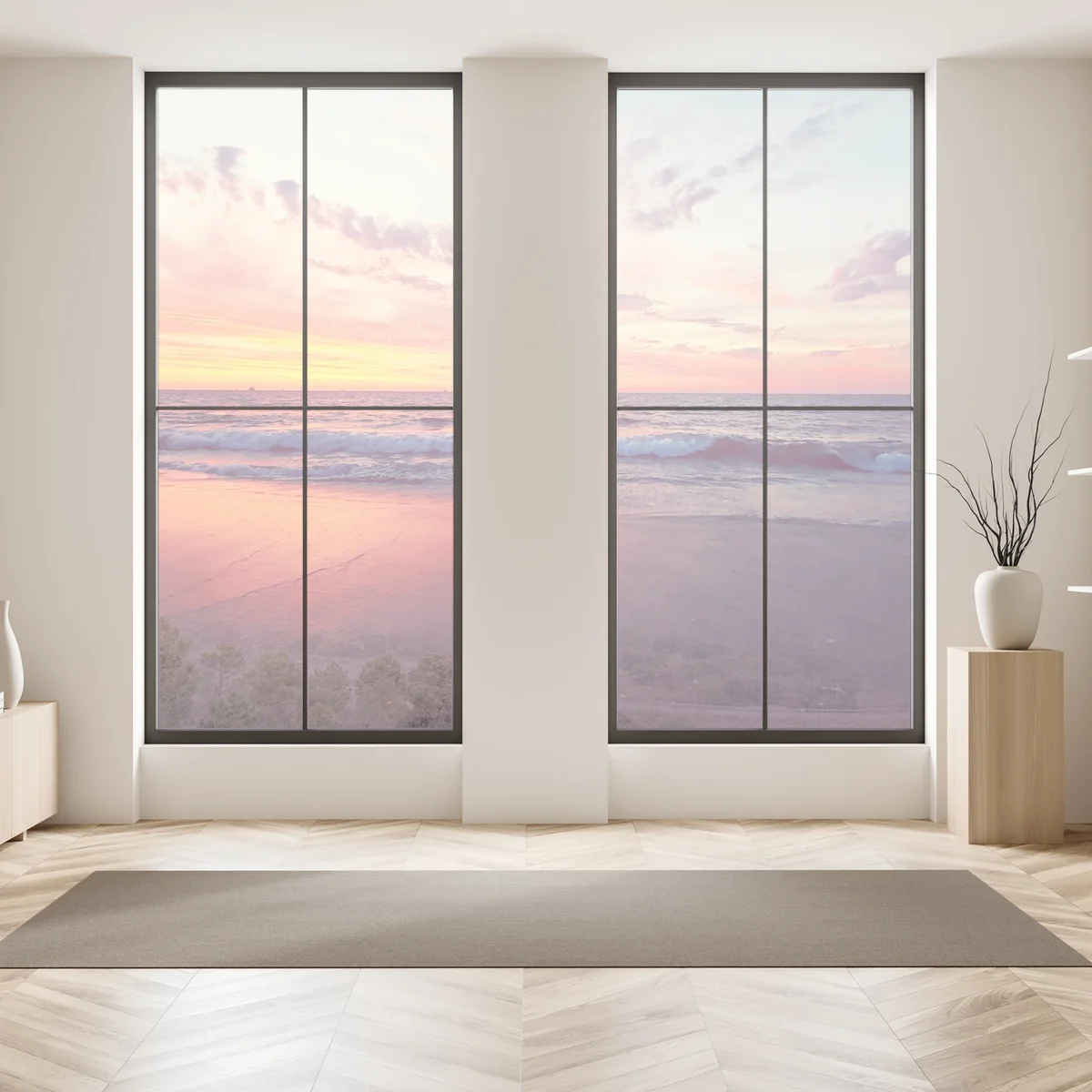 Fensteraufkleber pastelliger sonnenuntergang über ruhigem meer Fensteraufkleber pastelliger sonnenuntergang über ruhigem meer