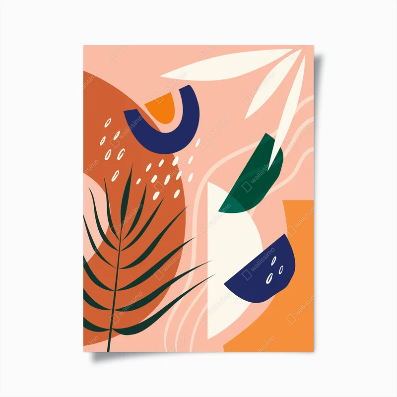 Poster pastell-botanische abstrakte komposition • Poster bei Wallnifity® Poster pastell-botanische abstrakte komposition • Poster bei Wallnifity®