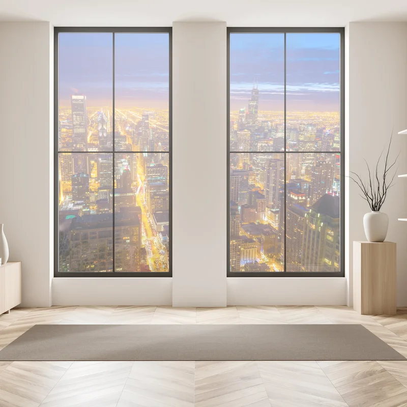 Fensteraufkleber Chicago nächtliche skyline panorama Fensteraufkleber Chicago nächtliche skyline panorama