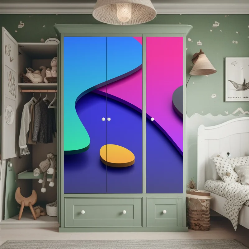 Schrankaufkleber lebhafte abstrakte 3d-kurven