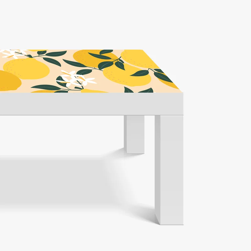 Tischaufkleber und Schreibtischaufkleber leuchtendes zitronenmuster mit blüten