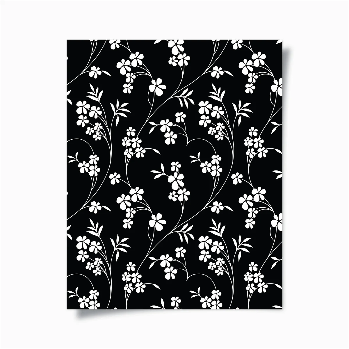 Poster monochromes blumenmuster in silhouette • Poster bei Wallnifity® Poster monochromes blumenmuster in silhouette • Poster bei Wallnifity®