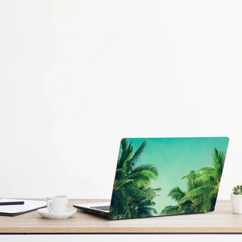 Naklejka na laptopa tropikalny baldachim palm pod turkusowym niebem