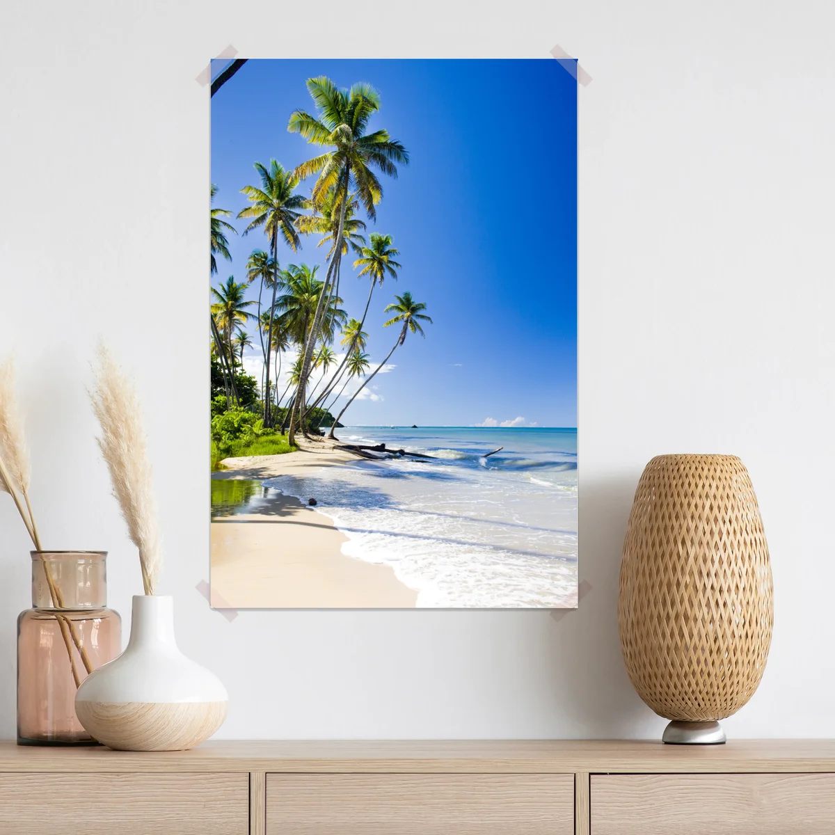 Poster tropischer palmenstrand unter blauem himmel Poster tropischer palmenstrand unter blauem himmel