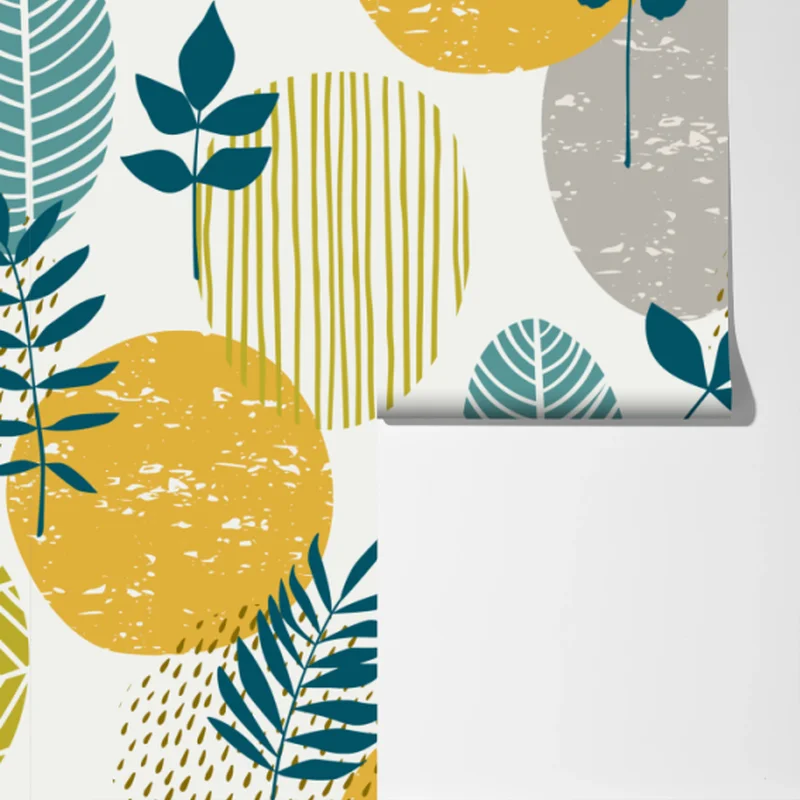 Fototapeta turkusowo-musztardowy botaniczny wzór Fototapeta turkusowo-musztardowy botaniczny wzór