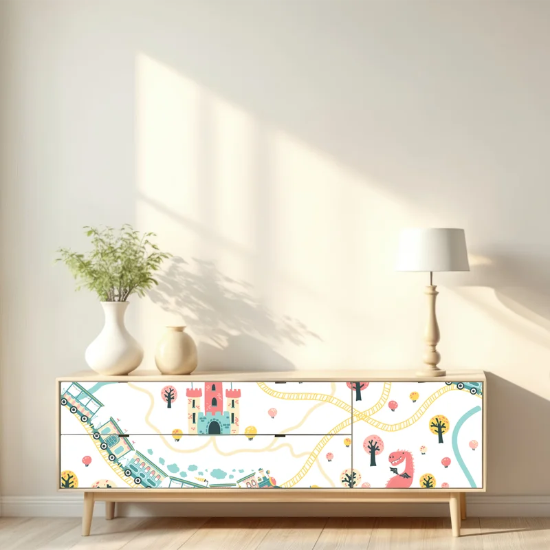 Repositionierbarer Aufkleber pastell abenteuerkarte für kinder