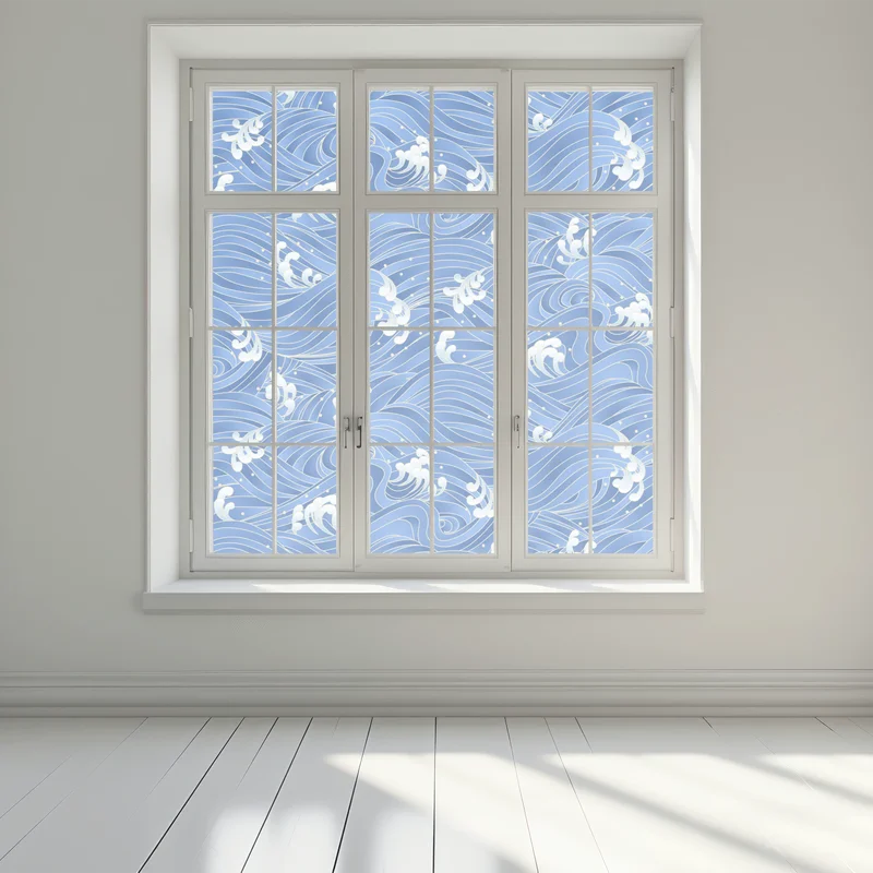 Fensteraufkleber stilisiertes Japanisches wellenmuster Fensteraufkleber stilisiertes Japanisches wellenmuster