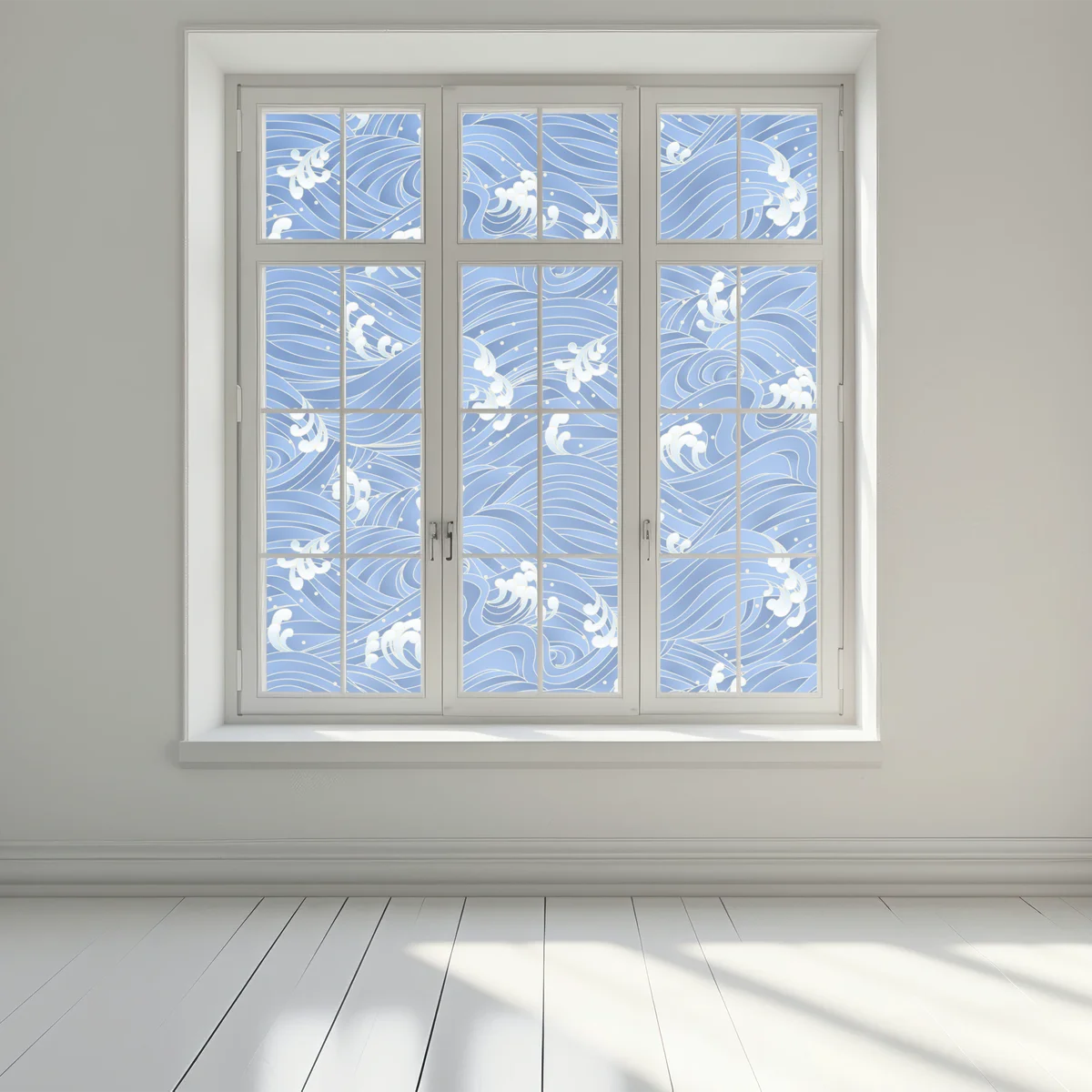 Fensteraufkleber stilisiertes Japanisches wellenmuster Fensteraufkleber stilisiertes Japanisches wellenmuster