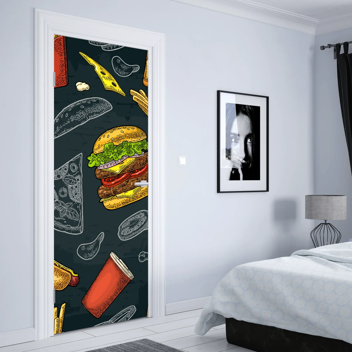 Türaufkleber vintage fast-food muster Türaufkleber vintage fast-food muster