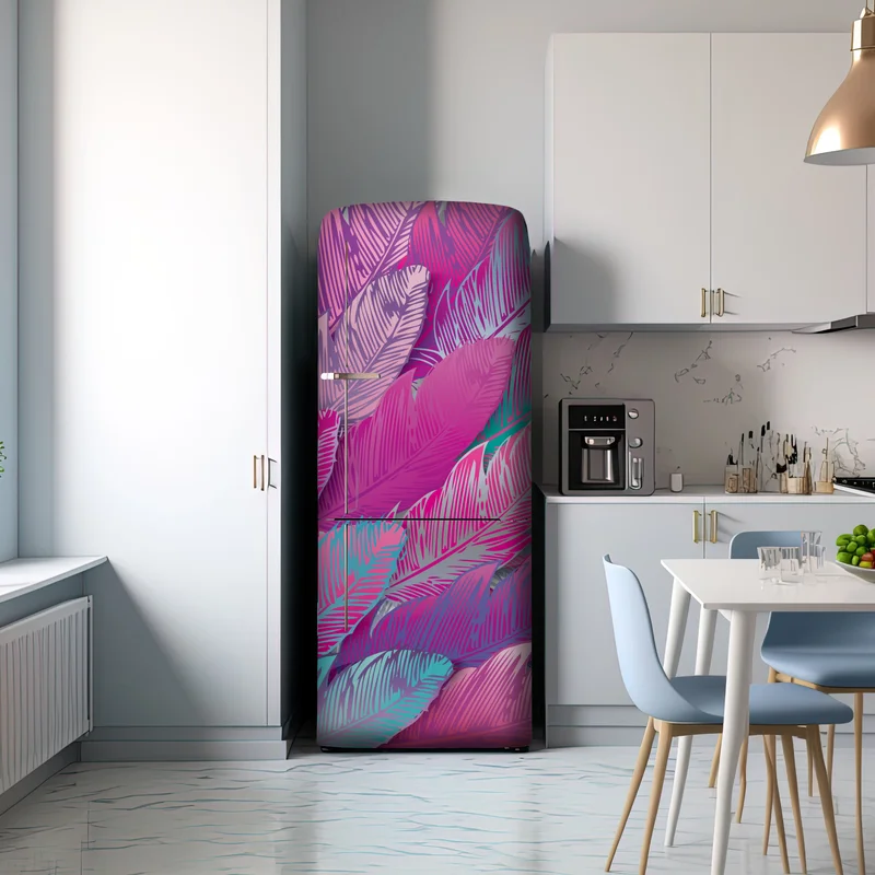 Kühlschrankaufkleber irisierendes rosa federmuster Kühlschrankaufkleber irisierendes rosa federmuster