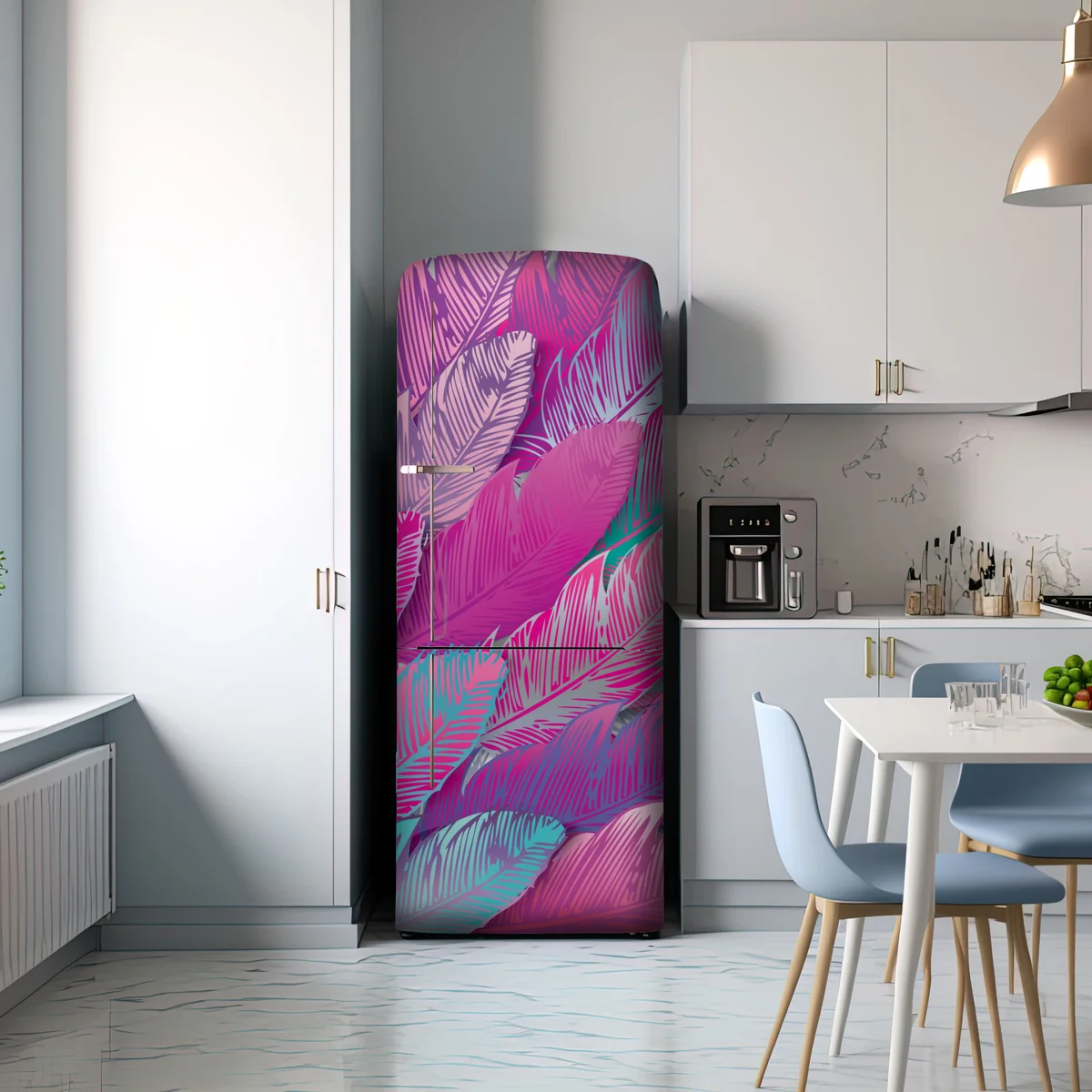 Kühlschrankaufkleber irisierendes rosa federmuster Kühlschrankaufkleber irisierendes rosa federmuster