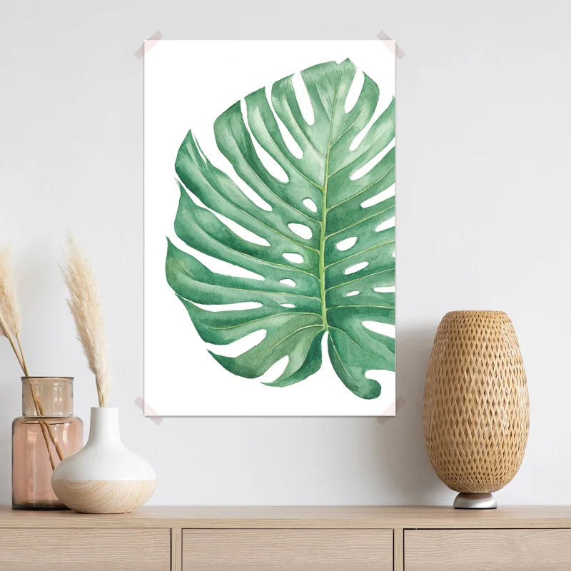 Poster tropisches monstera blatt in aquarell • Poster bei Wallnifity® Poster tropisches monstera blatt in aquarell • Poster bei Wallnifity®