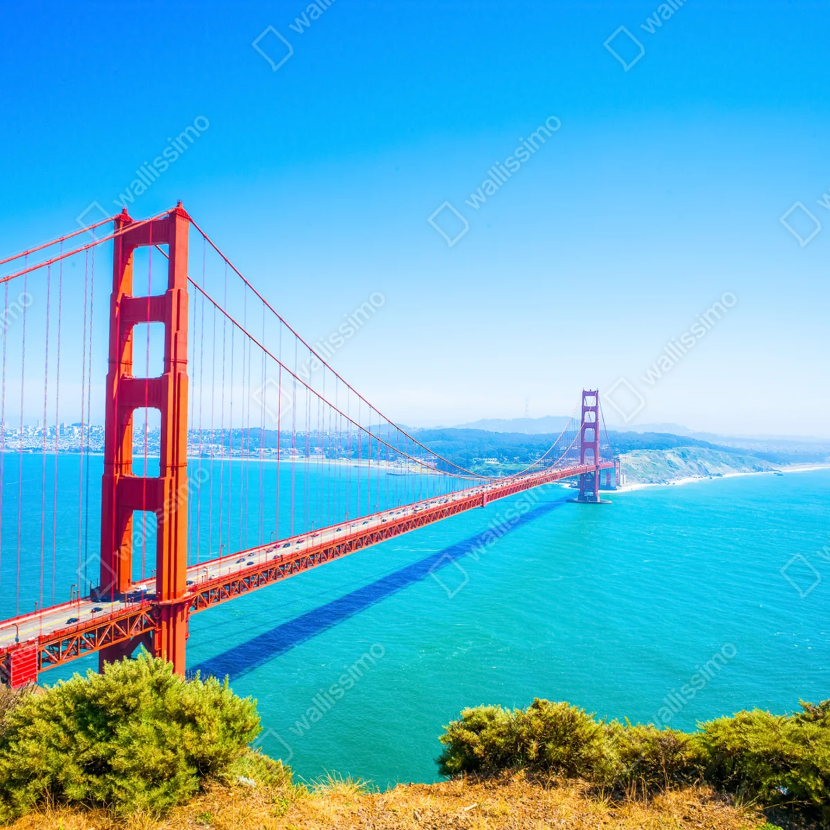 Repositionierbarer Aufkleber Golden Gate Bridge über der bucht von San Francisco Repositionierbarer Aufkleber Golden Gate Bridge über der bucht von San Francisco