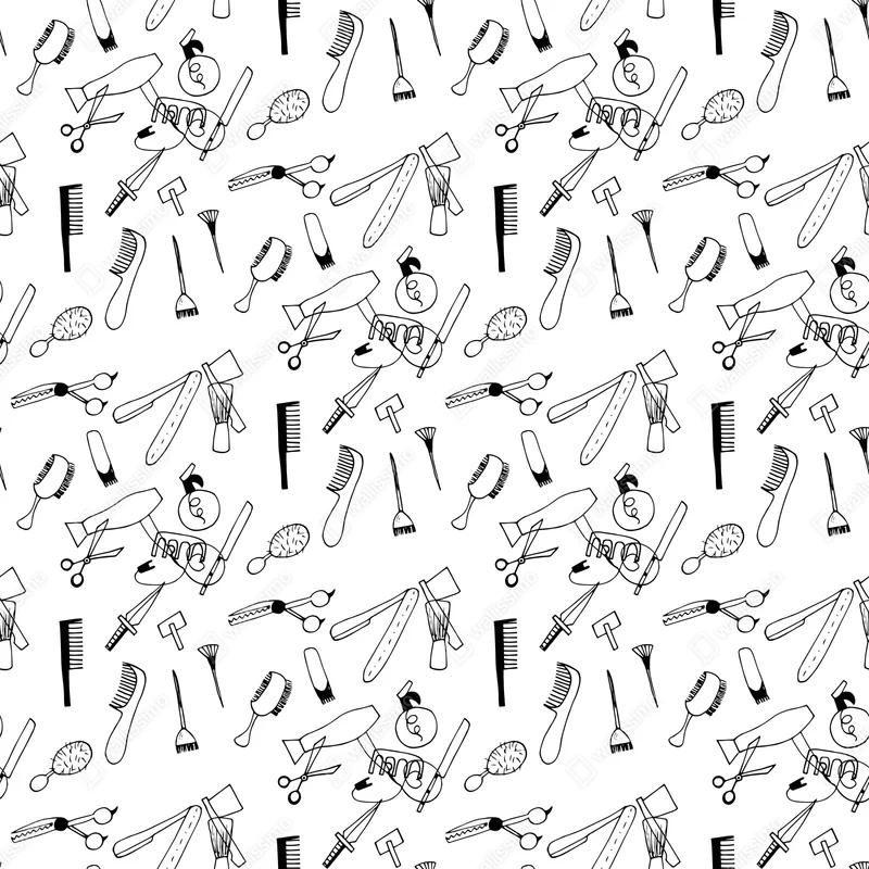 Schrankaufkleber handgezeichnetes muster von friseurwerkzeugen Schrankaufkleber handgezeichnetes muster von friseurwerkzeugen