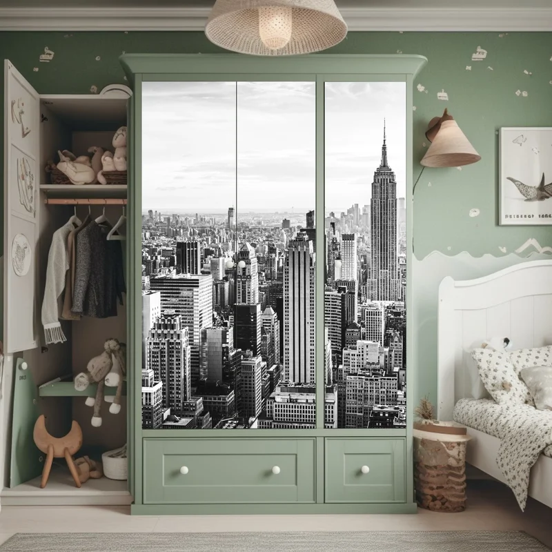 Schrankaufkleber New York panorama in schwarzweiß