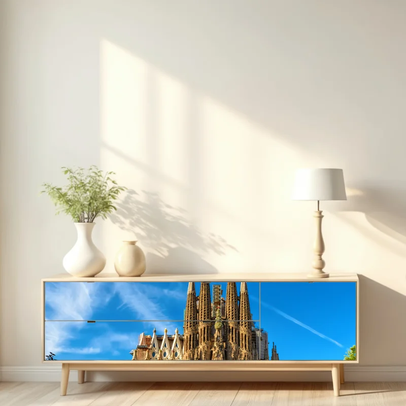 Repositionierbarer Aufkleber Sagrada Familia in Barcelona
