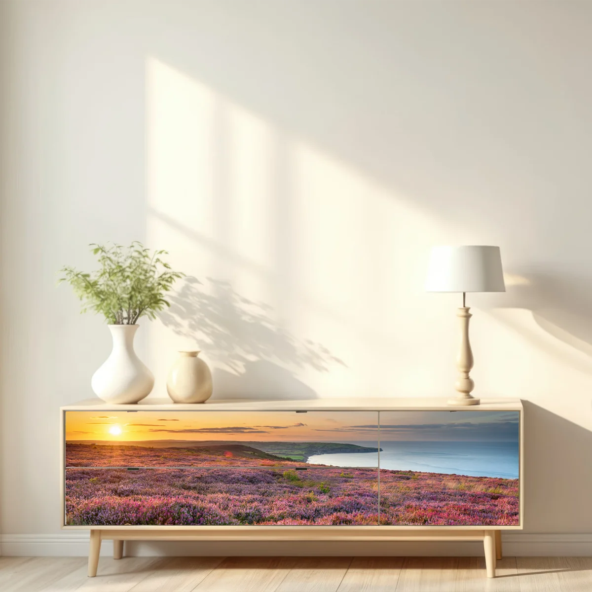 Repositionierbarer Aufkleber sonnenuntergang über der heide auf den North York Moors Repositionierbarer Aufkleber sonnenuntergang über der heide auf den North York Moors