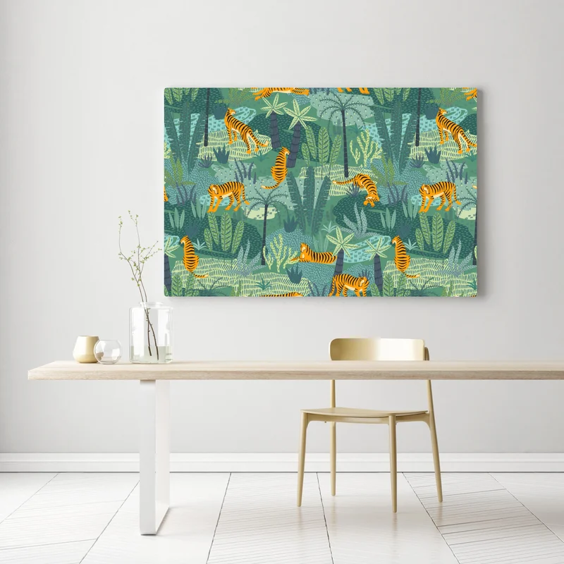 Leinwandbild verspieltes dschungel-tiger-muster Leinwandbild verspieltes dschungel-tiger-muster