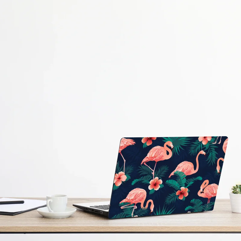 Laptop-Aufkleber tropisches rosa flamingo-muster
