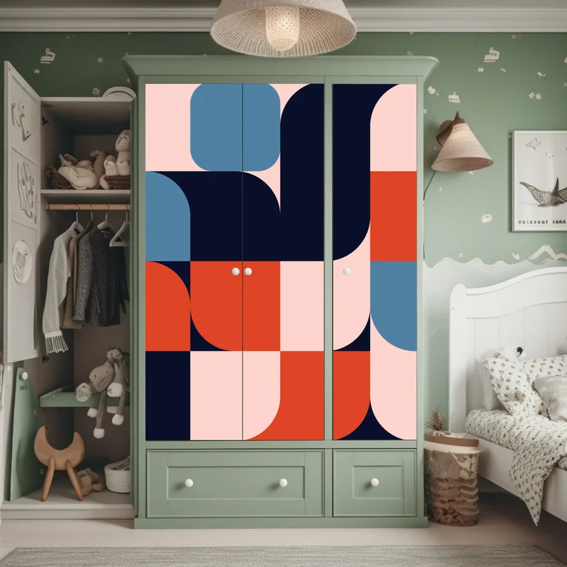 Schrankaufkleber kräftiges geometrisches retro-muster