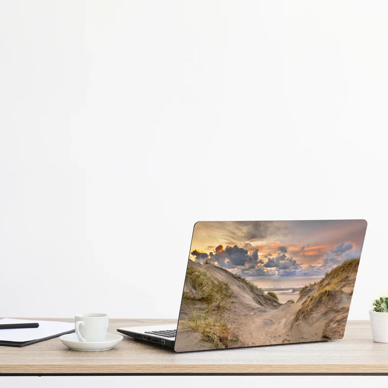 Laptop-Aufkleber sonnenuntergang über den dünen