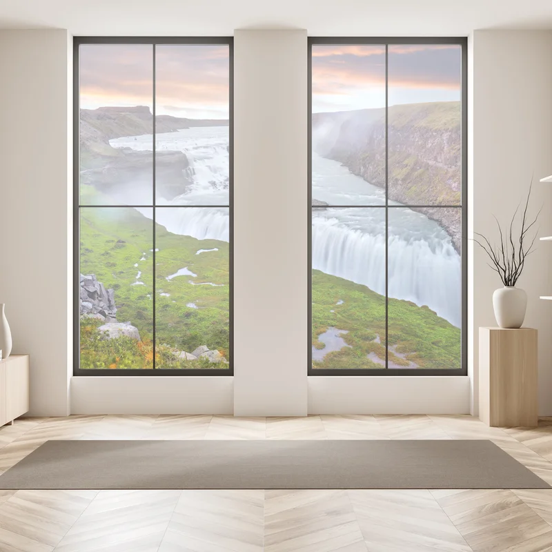 Fensteraufkleber panoramablick auf den wasserfall Gullfoss Fensteraufkleber panoramablick auf den wasserfall Gullfoss