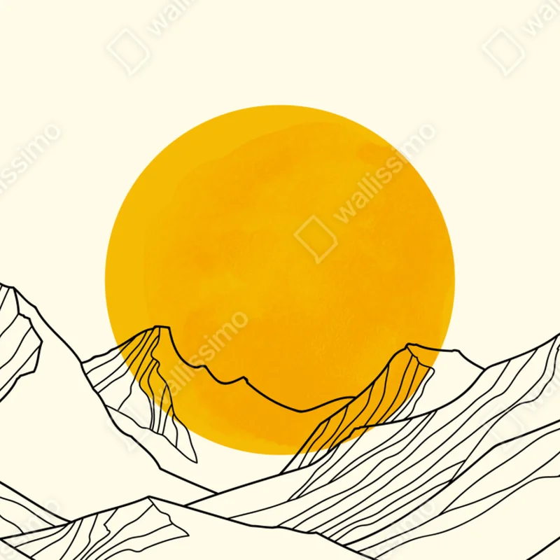 Tischaufkleber und Schreibtischaufkleber goldene sonne über minimalistischen bergen Tischaufkleber und Schreibtischaufkleber goldene sonne über minimalistischen bergen