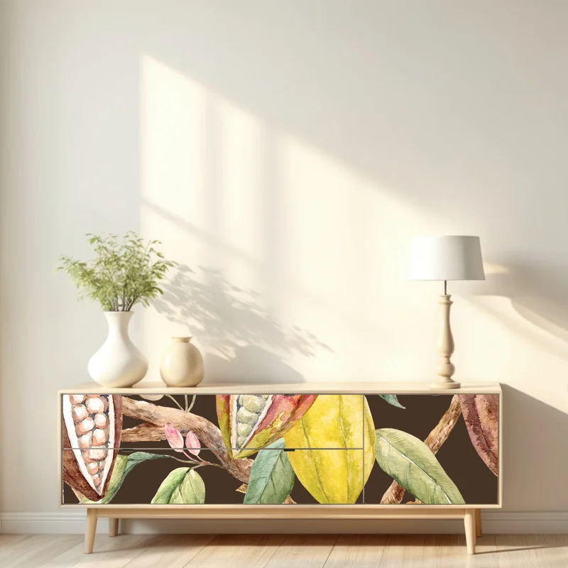 Repositionierbarer Aufkleber aquarell kakaofrüchte botanisches muster