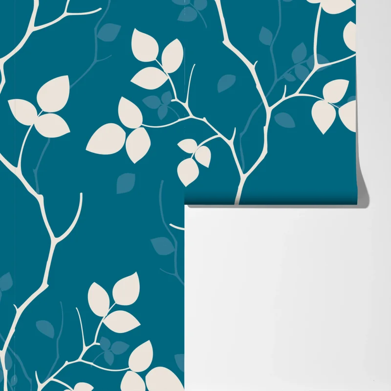 Fototapete türkises botanisches blattmuster Fototapete türkises botanisches blattmuster