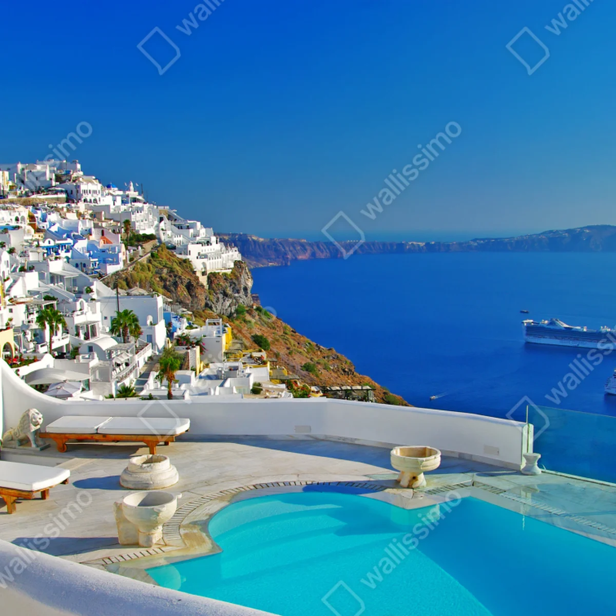 Fototapete Santorini meerblick mit pool Fototapete Santorini meerblick mit pool