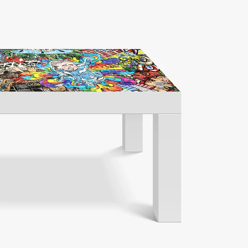 Tischaufkleber und Schreibtischaufkleber buntes graffiti-mural mit träumendem kind