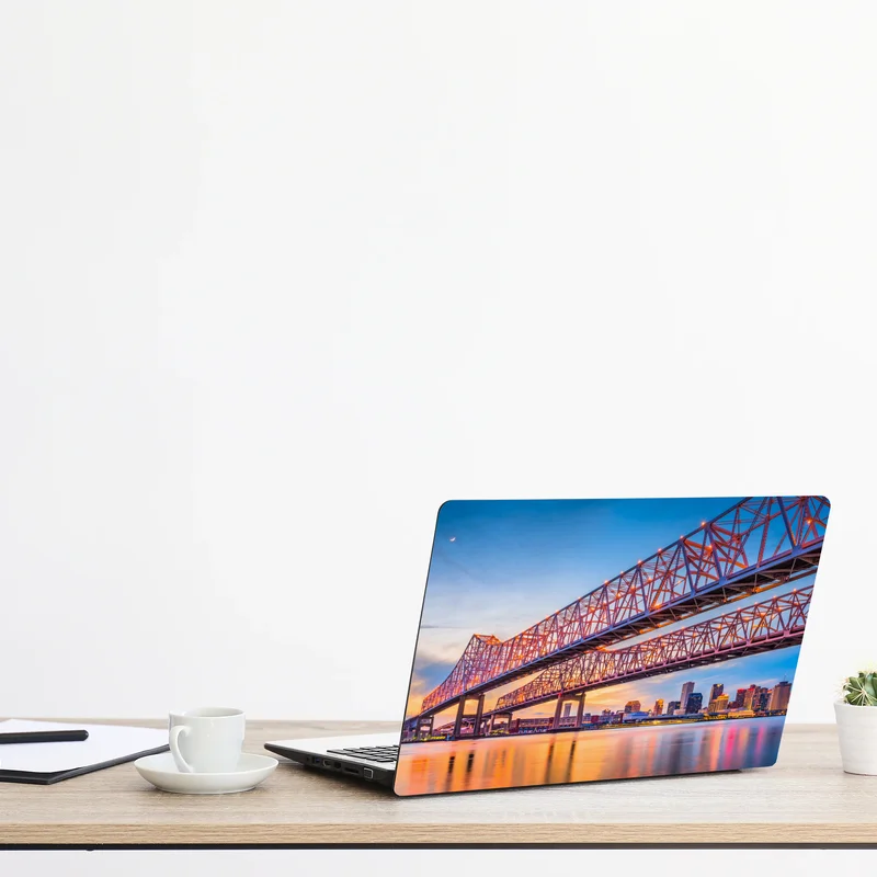 Naklejka na laptopa most Crescent City Connection o zachodzie słońca, New Orleans Naklejka na laptopa most Crescent City Connection o zachodzie słońca, New Orleans