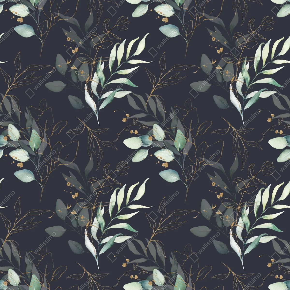 Leinwandbild aquarell eukalyptusblätter auf dunklem hintergrund Leinwandbild aquarell eukalyptusblätter auf dunklem hintergrund