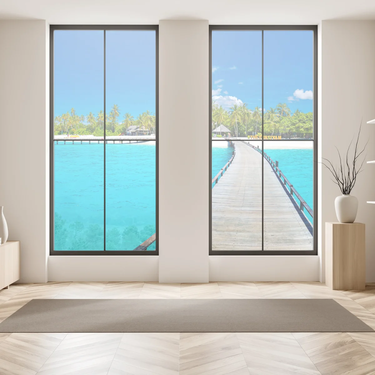 Fensteraufkleber tropischer türkiser strand Fensteraufkleber tropischer türkiser strand