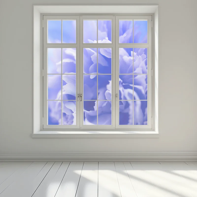 Fensteraufkleber sanfte blaue abstrakte blume nahaufnahme