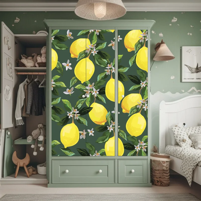 Schrankaufkleber botanisches zitronenmuster Schrankaufkleber botanisches zitronenmuster