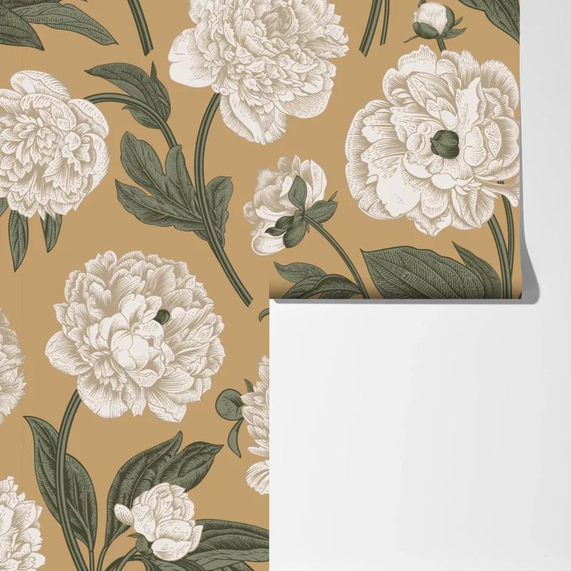 Fototapeta vintage wzór botaniczny z piwoniami Fototapeta vintage wzór botaniczny z piwoniami